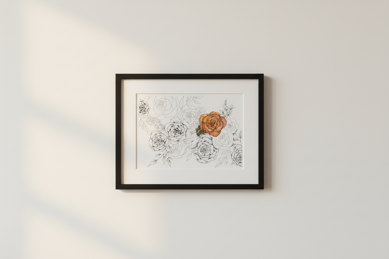 Rose's Roses Art Print — Black & White Botanical Wall Art with