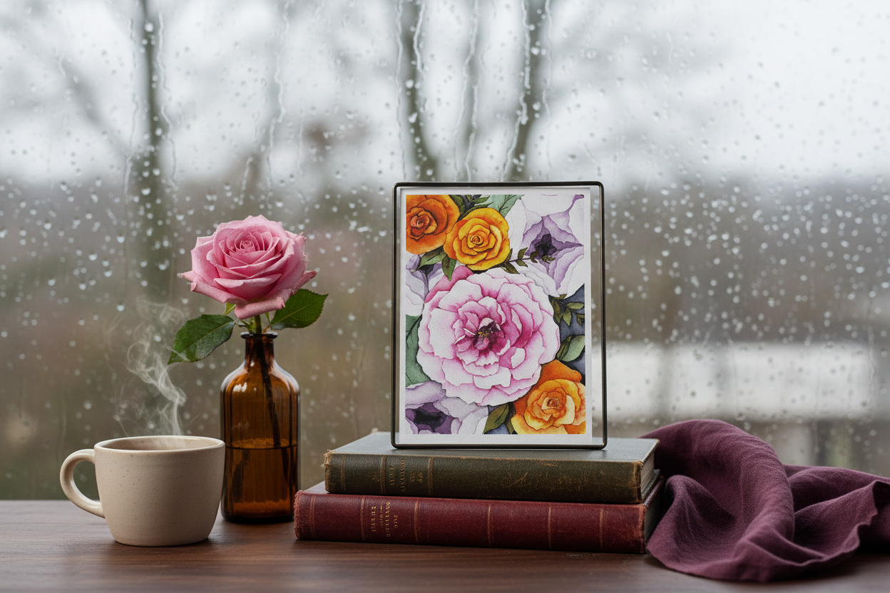 Dark Florals 5x7 Rainy Day Cottagecore Mockup