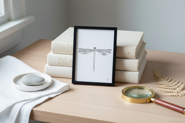 Dragonfly Lined 5x7 Cottagecore Desk Mockup