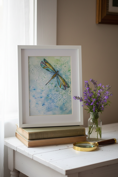 Dragonfly Repose framed print mockup