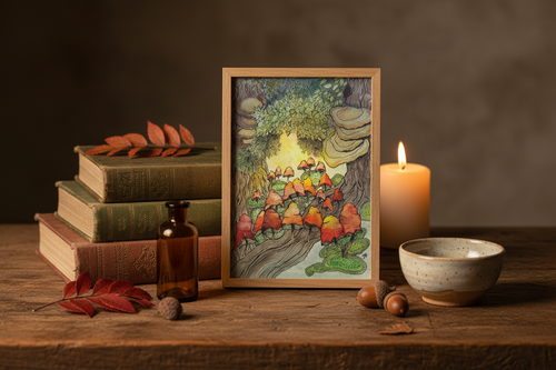 Enchanted Morning 5x7 Cottagecore Desk Mockup