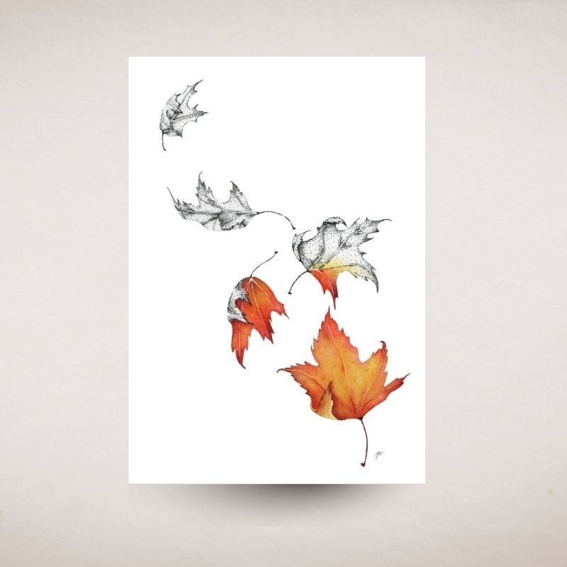 Illustration of autumn leaves on a white background