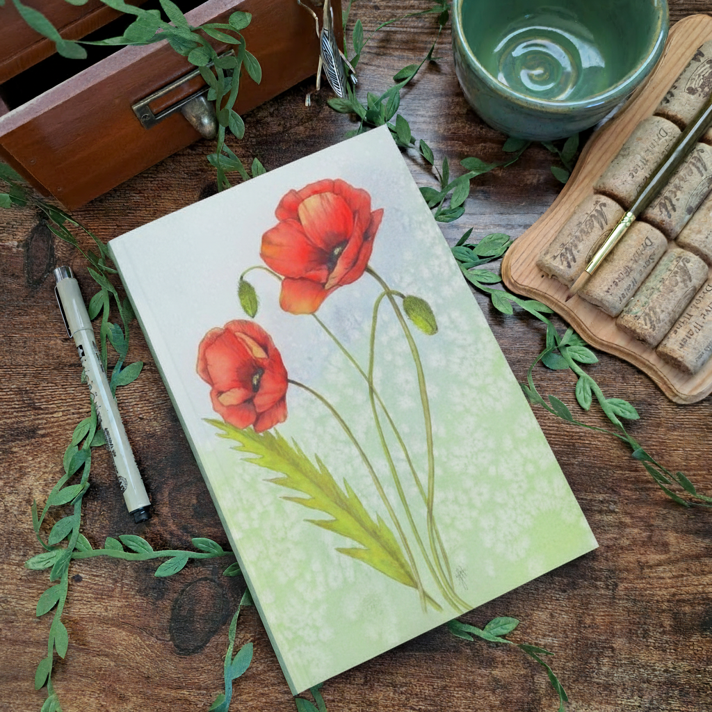 Sunny Poppies Journal — Flat Lay Mockup