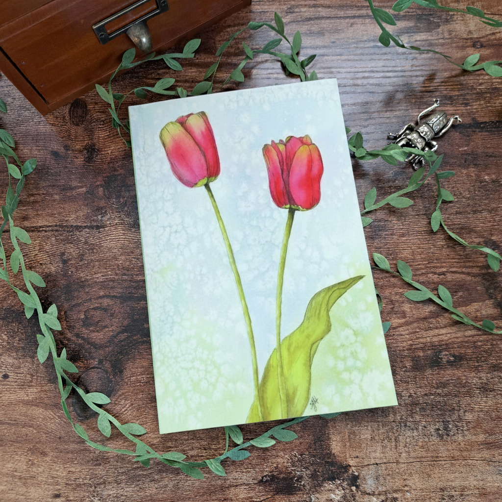 Sunny Tulips Journal — Flat Lay Mockup