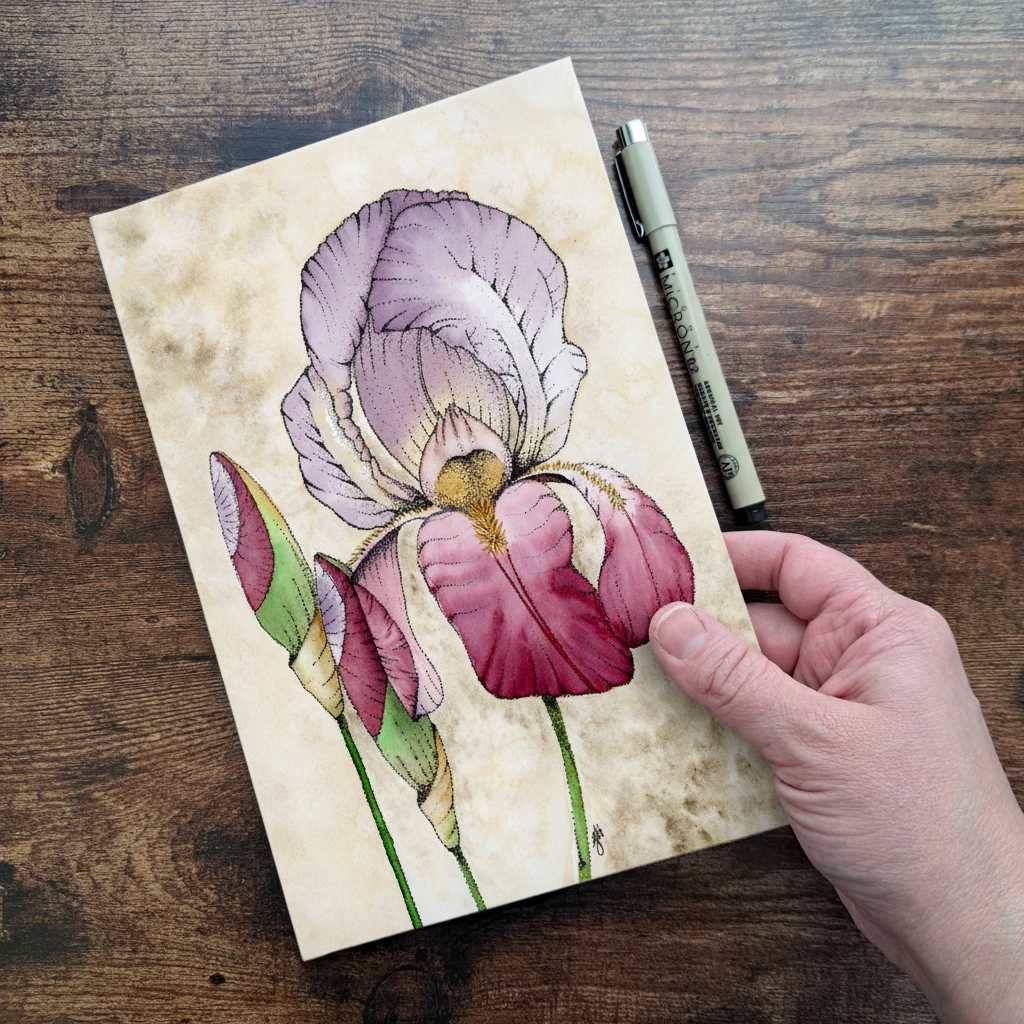 Irises Journal — Hand Mockup
