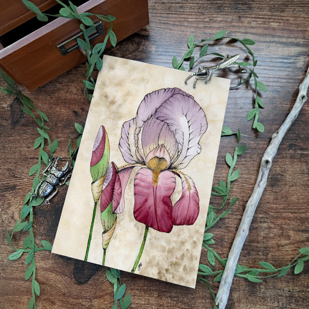 Irises Journal — Flat Lay Mockup