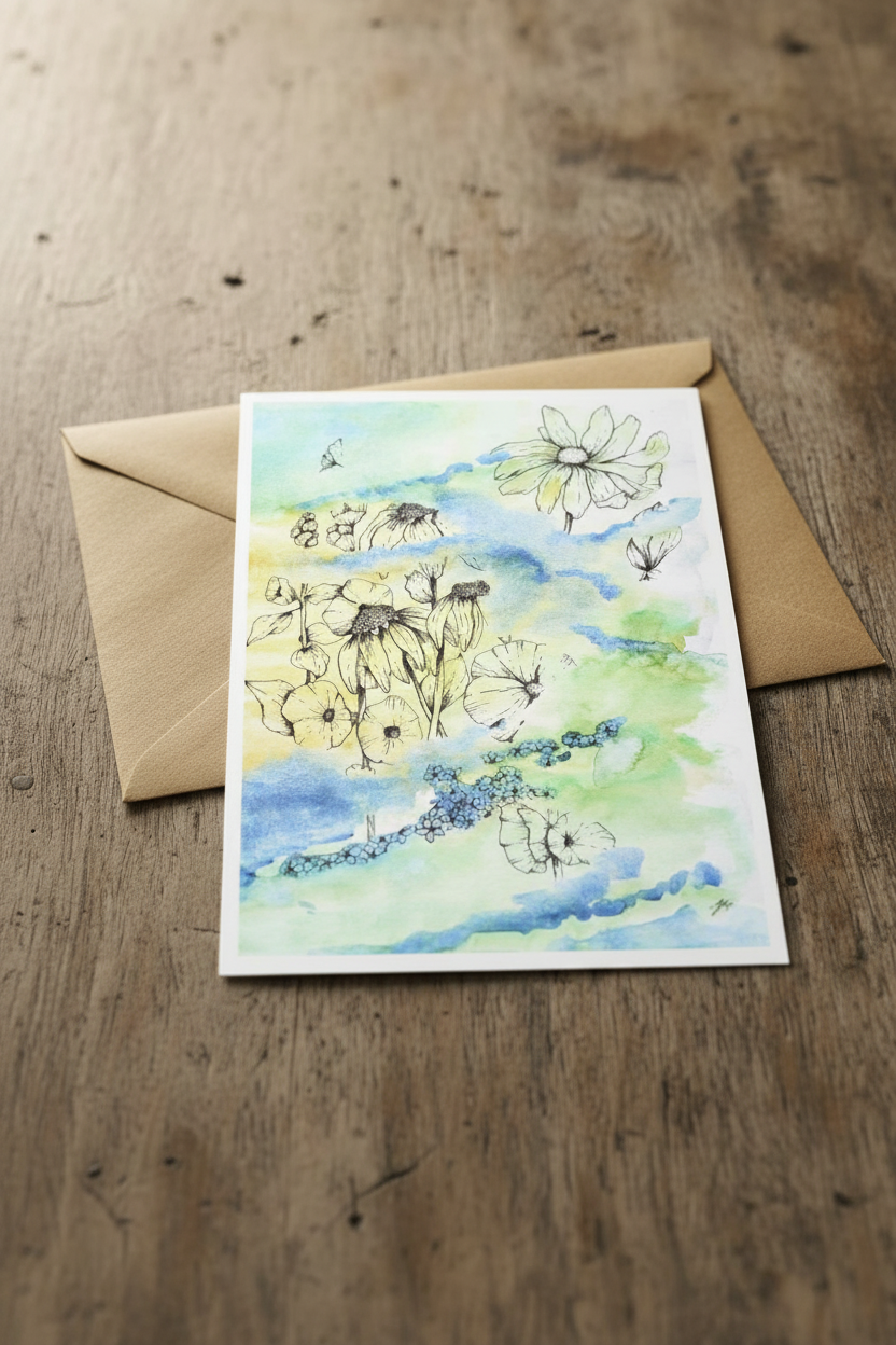Misty Wildflowers With Envelope