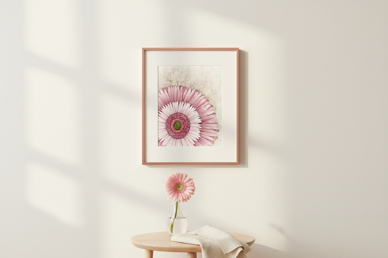 Pink Gerbera 8x10 Living Room Mockup