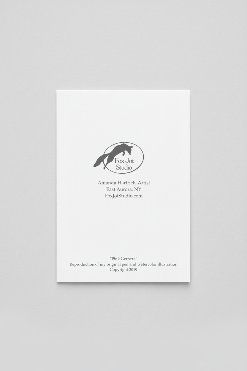 Pink Gerbera Card Back Flat Mockup