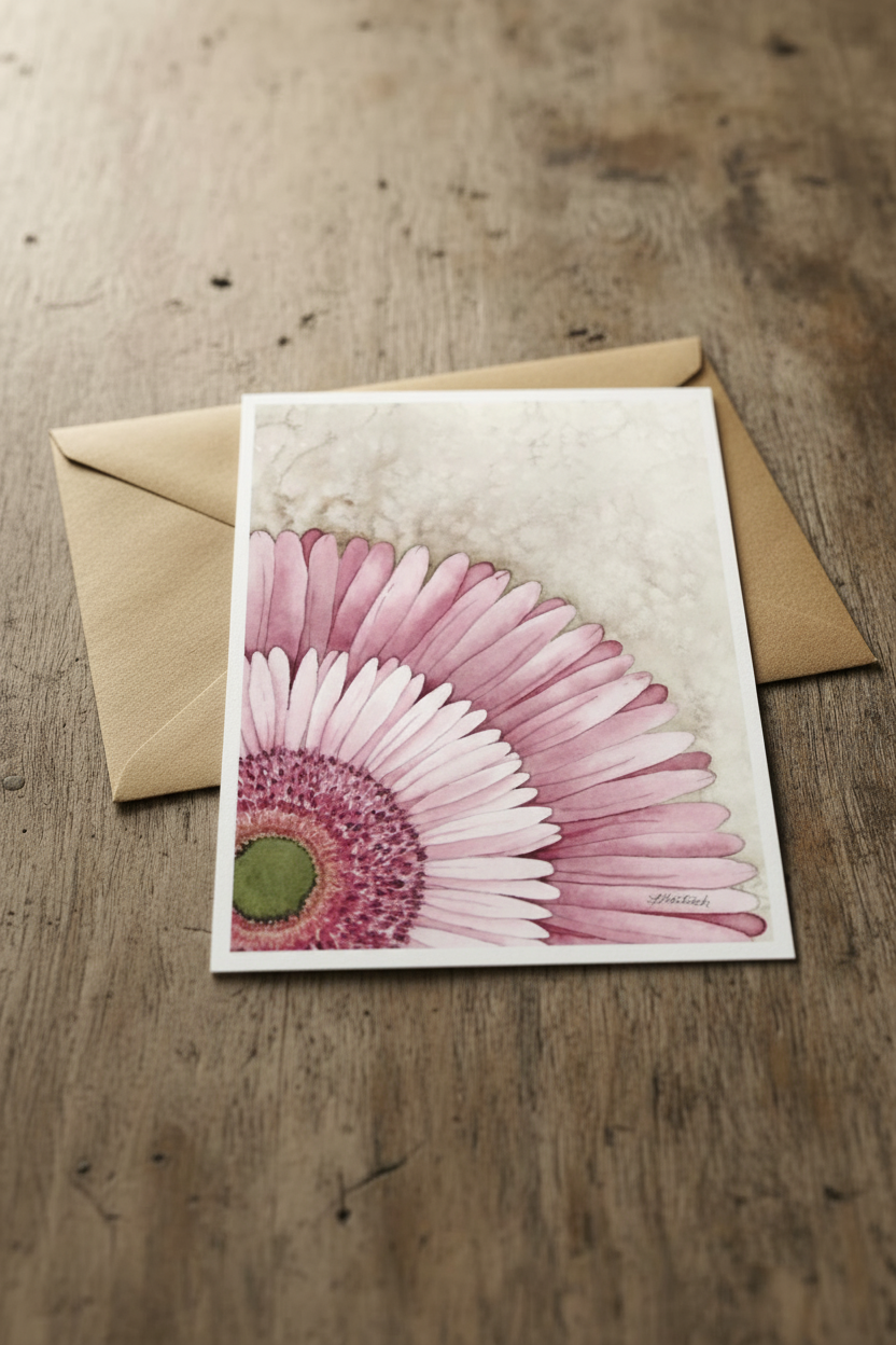 Pink Gerbera With Envelope