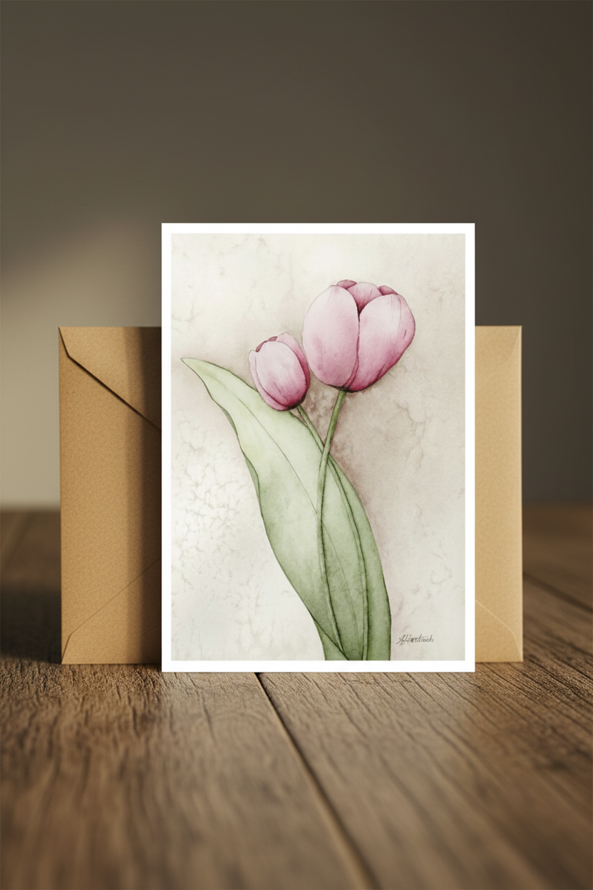 Pink Tulip With Envelope