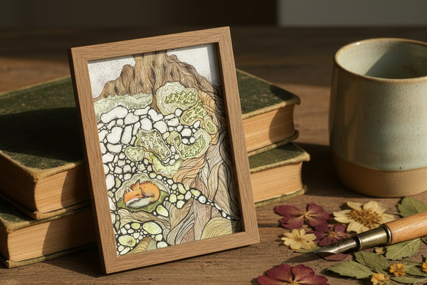 Pockets of Stillness Framed Greeting Card Cottagecore Mockup