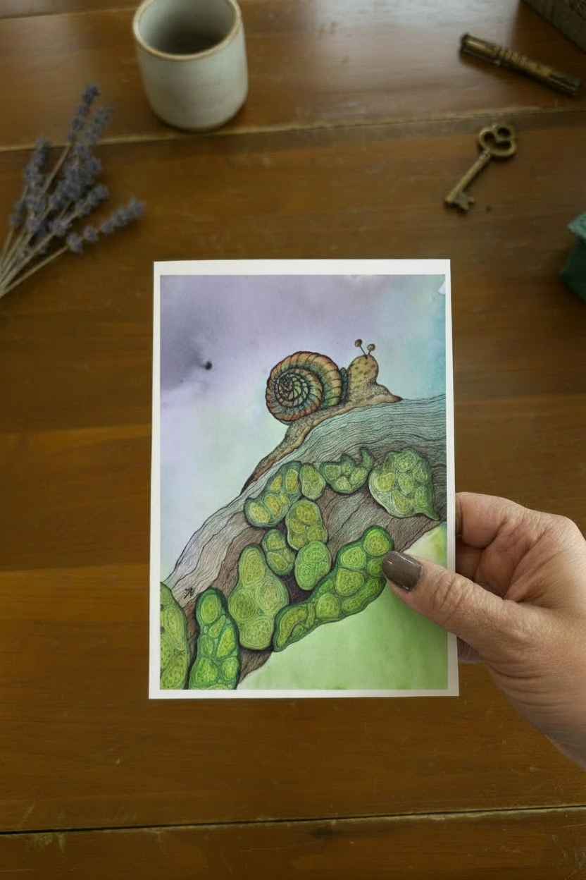 Slow Lane illustration in hand mockup