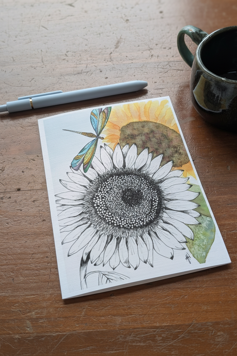 Sunflower Dragonfly Flatlay Revised