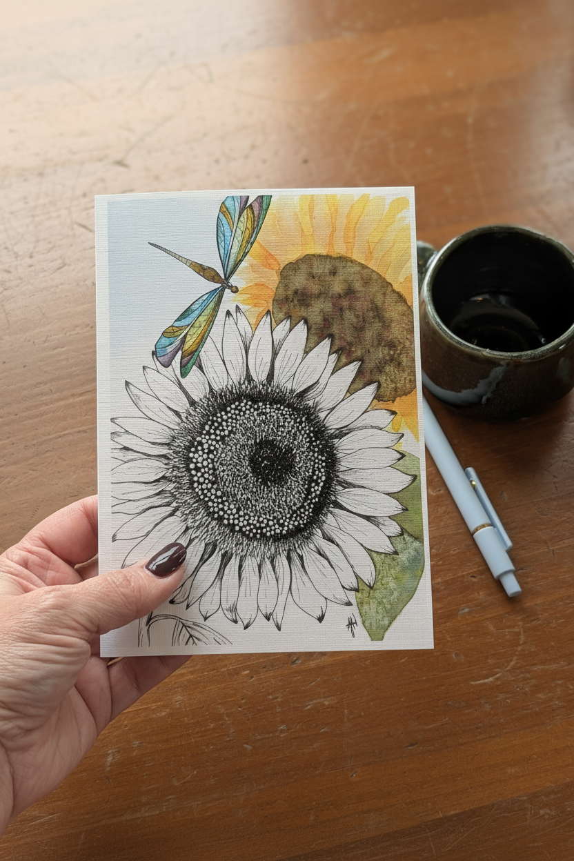 Sunflower Dragonfly Hand Held