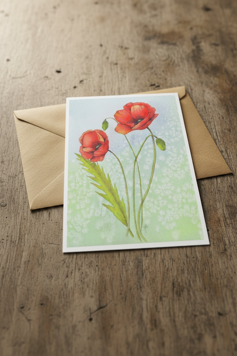 Sunny Poppies With Envelope