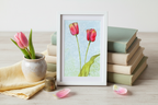 Sunny Tulips 5x7 Cottagecore Desk Mockup