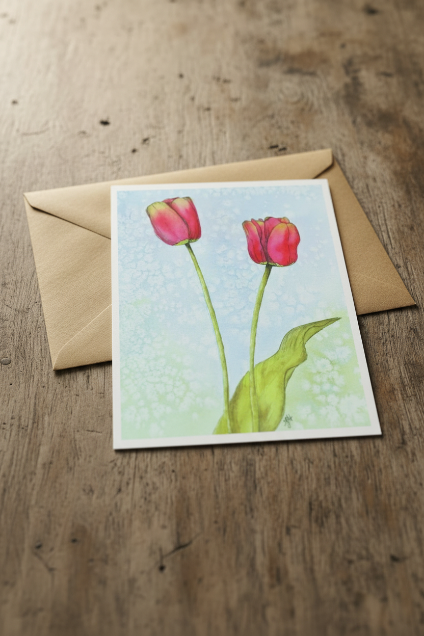 Sunny Tulips With Envelope
